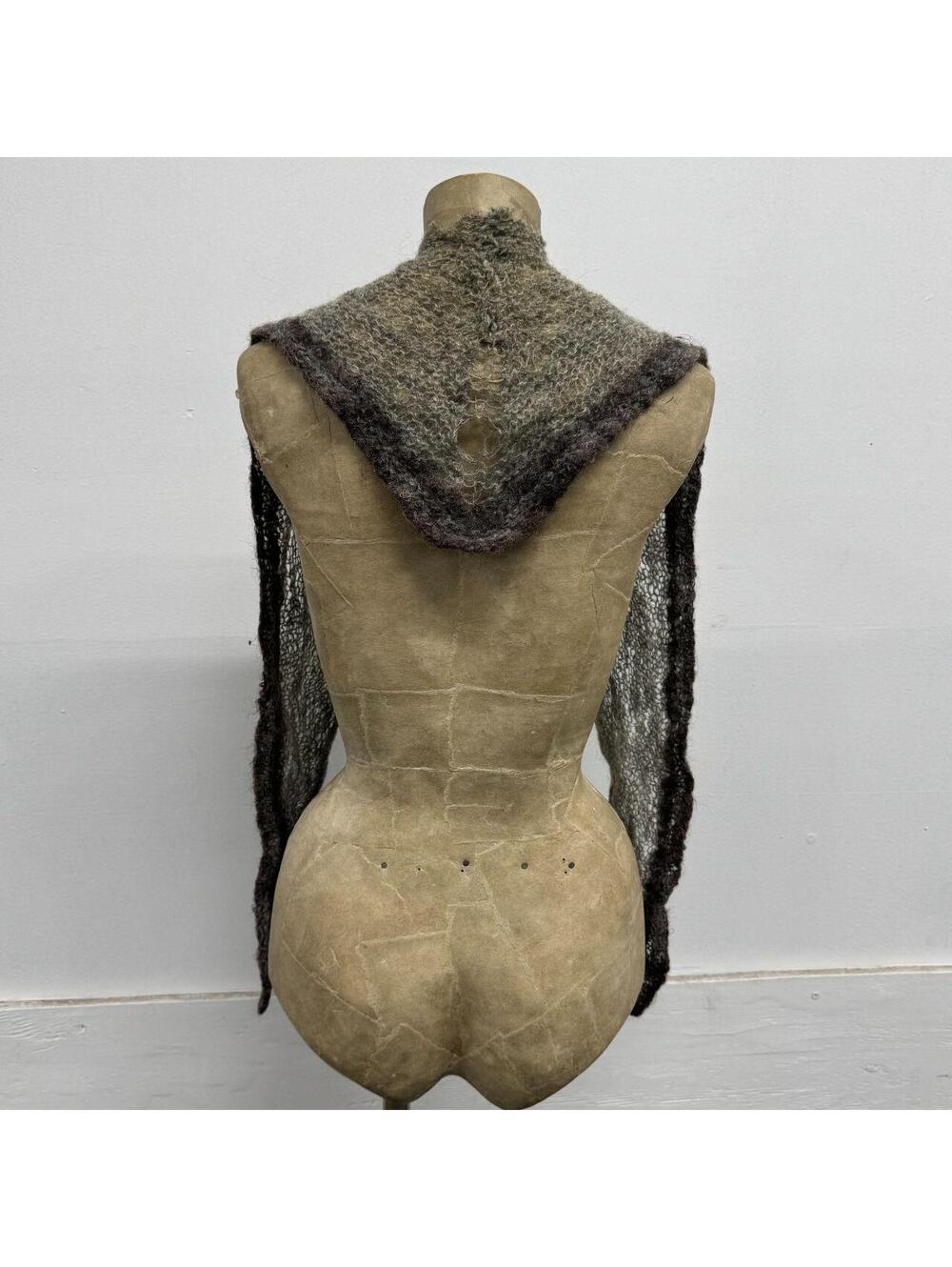 1-of-1 Artisanal Distressed Mohair-Knit Apocalyptic / Dystopian Scarf